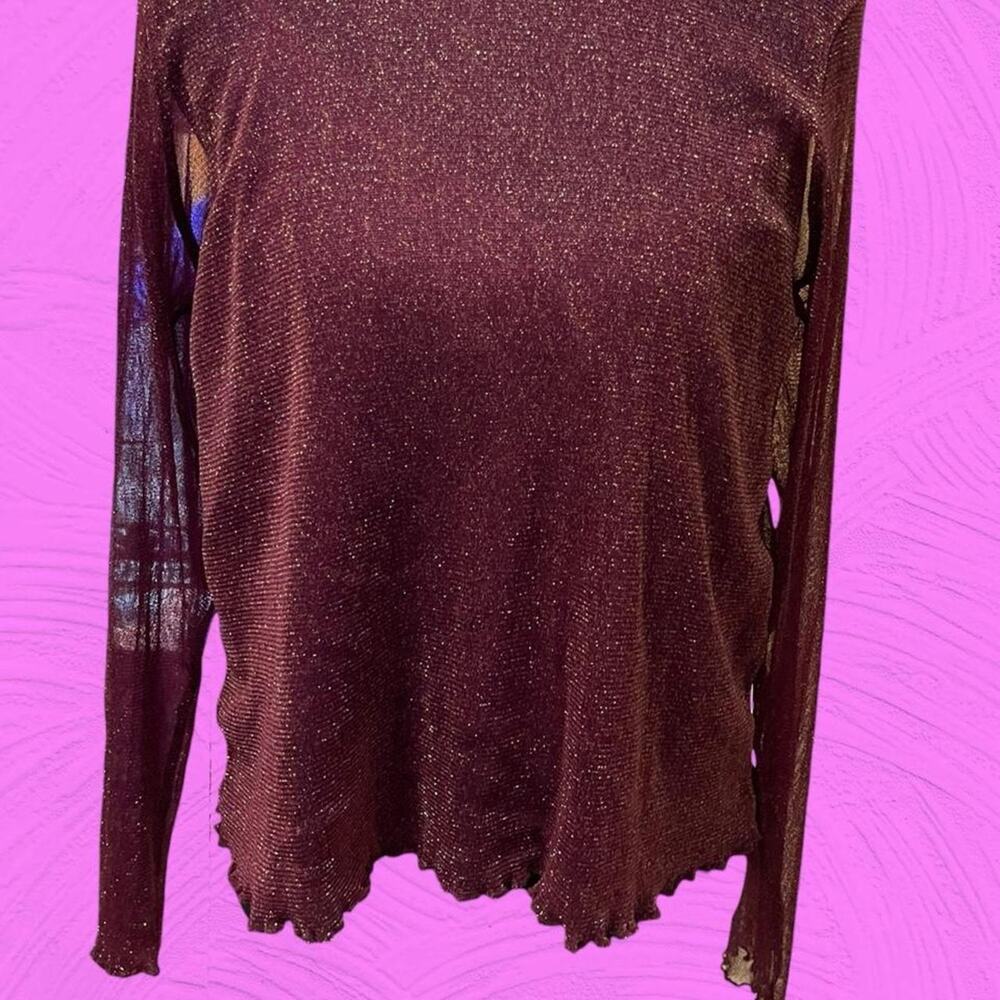 Hollister Metallic Knit Long-Sleeve Top Burgundy & Gold
